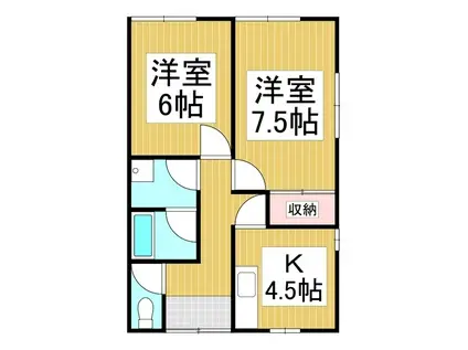 ハイツカミナオ(2K/1階)の間取り写真