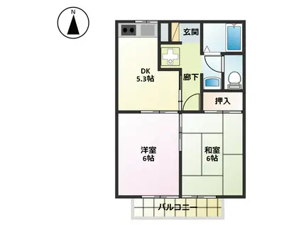 あくありうむ(2DK/1階)の間取り写真