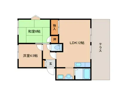 フレグランス左京A棟(2LDK/1階)の間取り写真