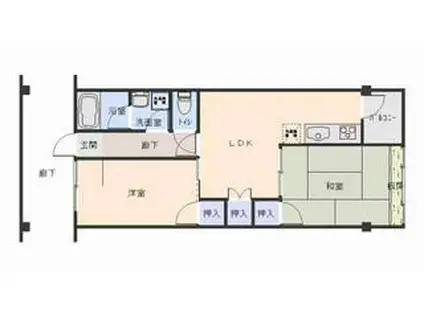 由宇建材ビル(2DK/2階)の間取り写真