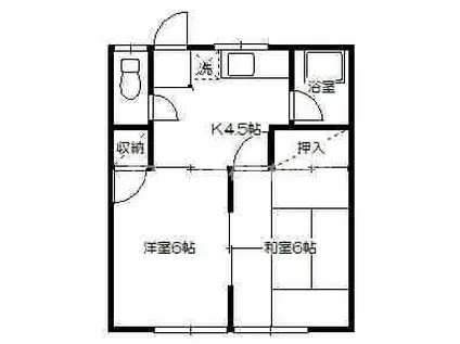 グリーンハイツエーコー(2K/2階)の間取り写真