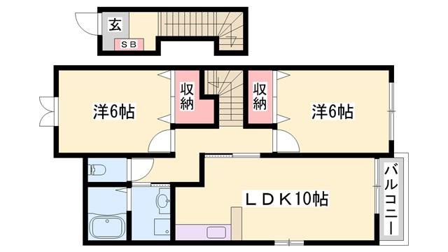メゾン ド セゾンB(2LDK/2階)の間取り写真
