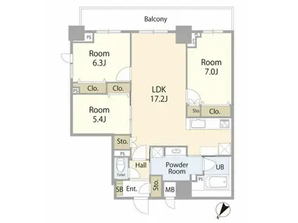 TUNAMAYO RESIDENCE(3LDK/8階)の間取り写真