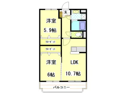 ル・プランタン(2LDK/2階)の間取り写真