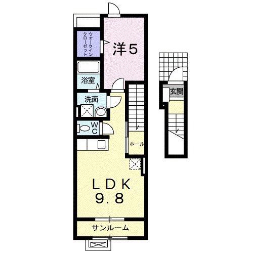 ISLAND(1LDK/2階)の間取り写真
