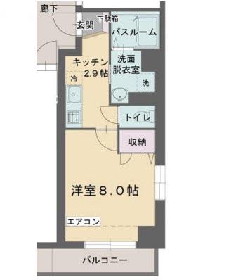 アビターレ平町(1K/2階)の間取り写真