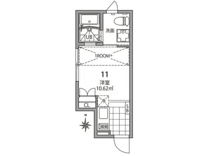 心葉テラス大岡山(ワンルーム/1階)の間取り写真