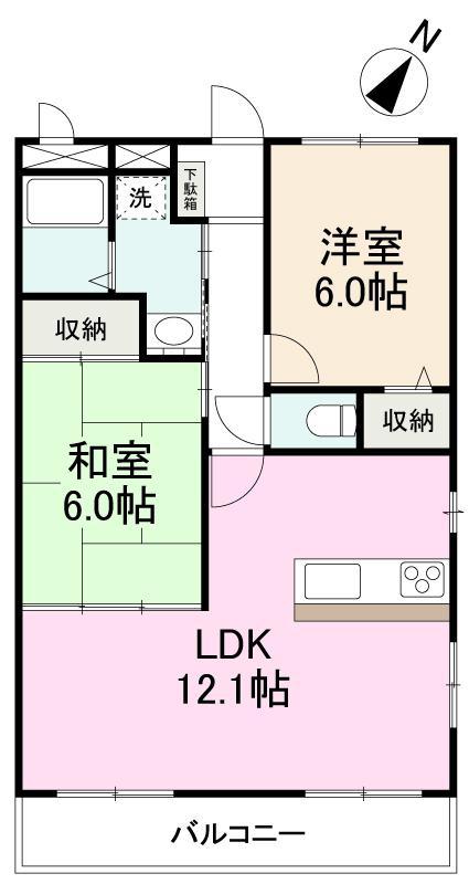 フォブールマリエ(2LDK/3階)の間取り写真