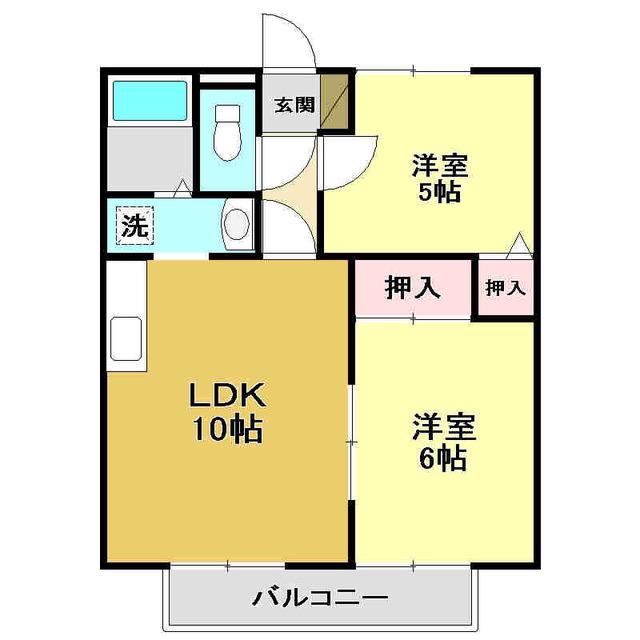 メゾン・ファンテーヌ(2LDK/1階)の間取り写真