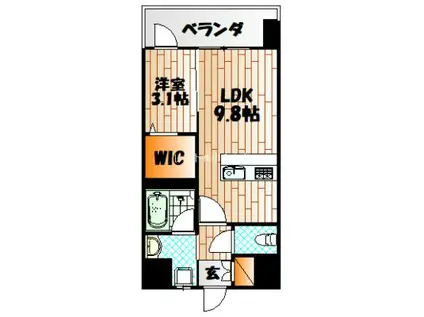 デザイナープリンセス旦過(1LDK/2階)の間取り写真