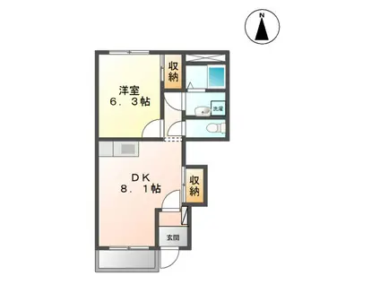 メゾン オアシスA(1DK/1階)の間取り写真