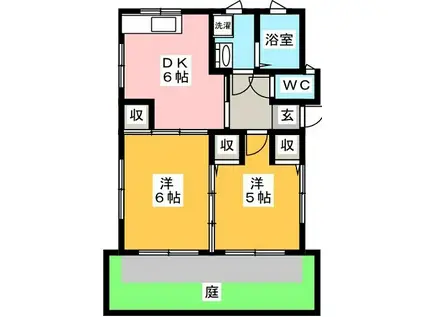 タウン泉NⅠ(2DK/1階)の間取り写真