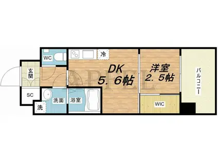 セレニテ福島プリエ(1DK/14階)の間取り写真