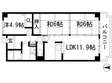 インペリアル樋の口(3LDK/2階)の間取り写真