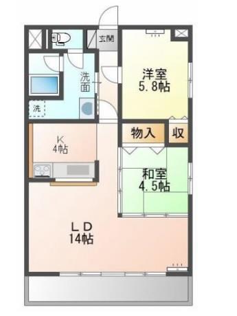 沖野上壱番館(2LDK/2階)の間取り写真