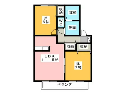 HEIGHTS D(2LDK/2階)の間取り写真