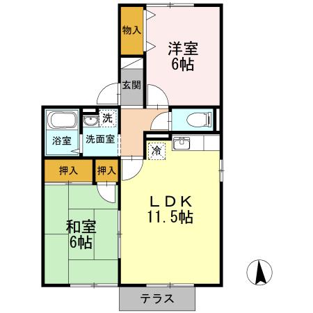セジュールよあけ(2LDK/2階)の間取り写真