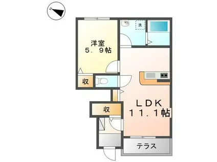 CASA美輪I(1LDK/1階)の間取り写真