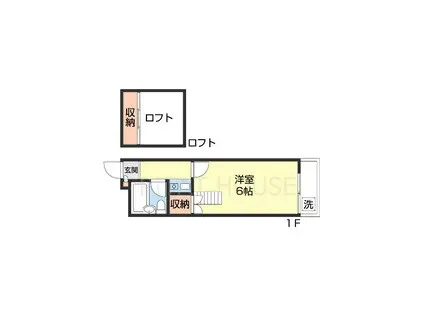 シティパル秋月(1K/2階)の間取り写真