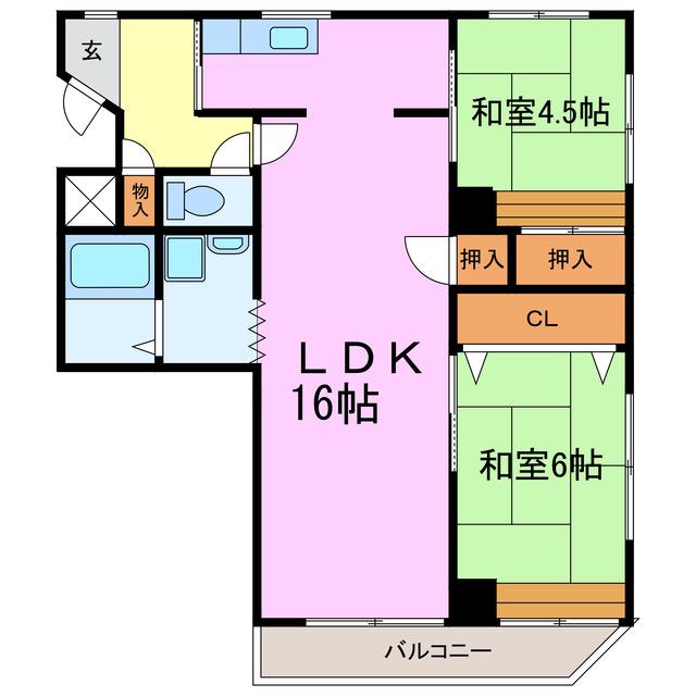 アビタマルフク(2LDK/4階)の間取り写真