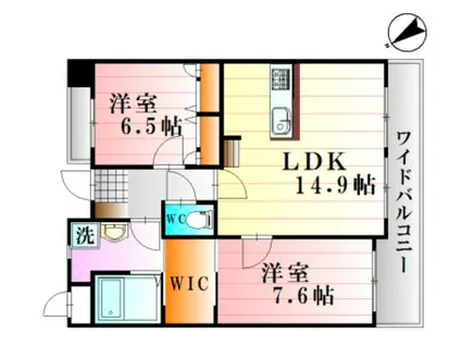 プリムローズ(2LDK/4階)の間取り写真