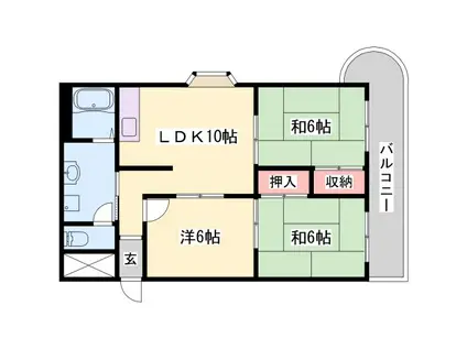 THE CITY 白浜(3LDK/4階)の間取り写真