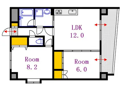 木村ビル(2LDK/2階)の間取り写真