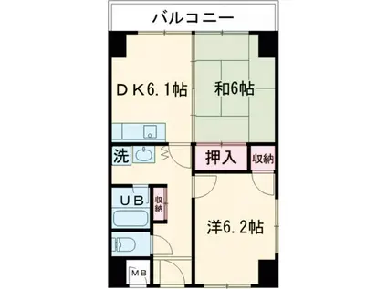 ビラデステ伊佐津(2DK/4階)の間取り写真