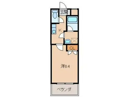 ル・マンA3番館(1K/1階)の間取り写真