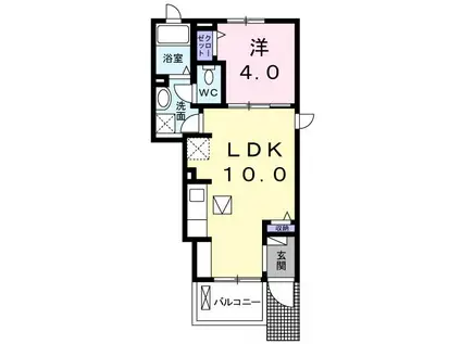 ベルフェアリー(1LDK/1階)の間取り写真