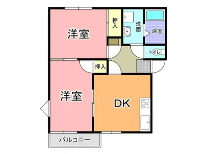 フレグランス小林 A棟(2DK/2階)の間取り写真