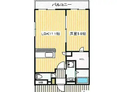 ソフィア21合川(1LDK/2階)の間取り写真