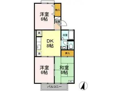 コーポ池まち花やしき(3DK/1階)の間取り写真
