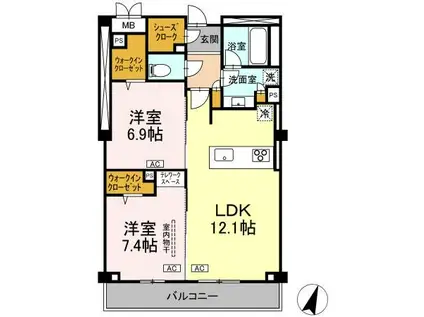 プライムフォレスト百合ヶ丘(2LDK/4階)の間取り写真