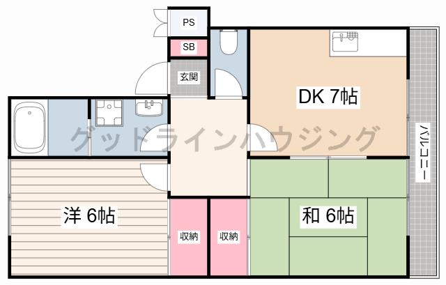 ハイツエスペランサI(2DK/1階)の間取り写真