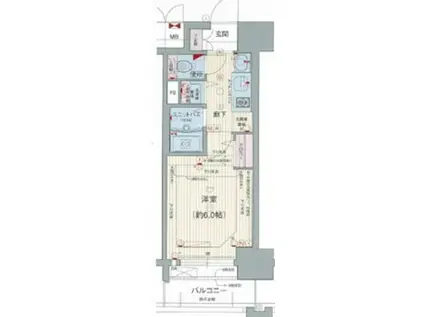 プレサンス三宮ルミネス(1K/6階)の間取り写真