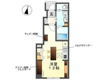 セピア・スイート(1LDK/1階)の間取り写真