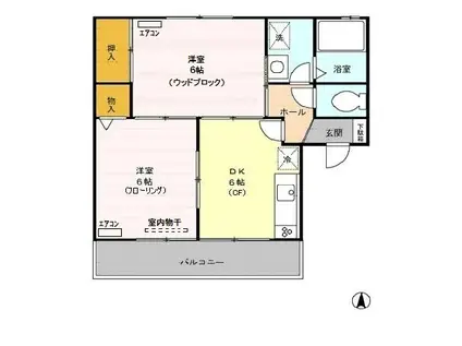 ユーハイツ(2DK/1階)の間取り写真