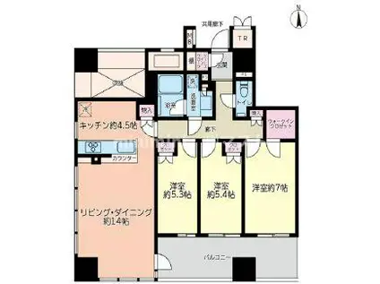 クレヴィアタワー御堂筋本町(3LDK/23階)の間取り写真