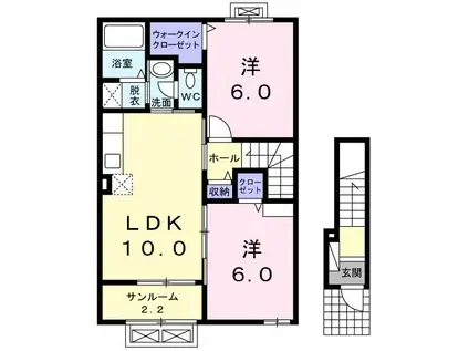 プレジール M(2LDK/2階)の間取り写真