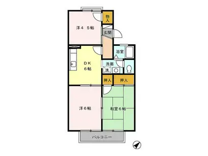 パークハイムAB(3DK/1階)の間取り写真