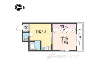 森田マンション(1DK/4階)の間取り写真