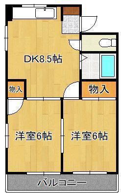 シャトレ別院III(2DK/5階)の間取り写真
