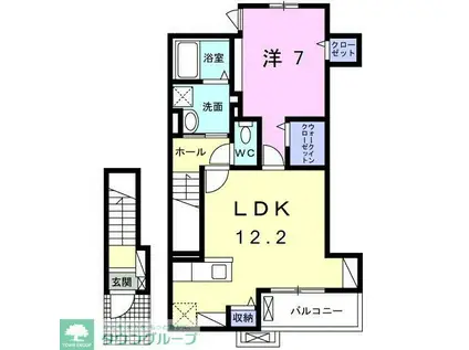 ウイ アウリイ(1LDK/3階)の間取り写真