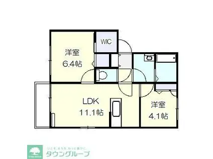ビューハイツ西棲I(2LDK/2階)の間取り写真