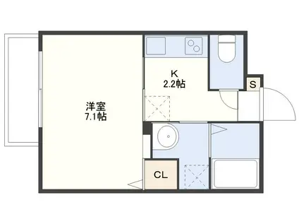 DEUX・COURAGE(1K/4階)の間取り写真