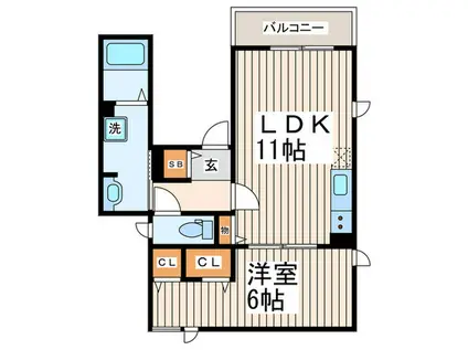 MERCI A MINAMINAGASAKI(1LDK/1階)の間取り写真