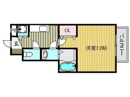 シダーコンフォール弐番館(1K/1階)の間取り写真