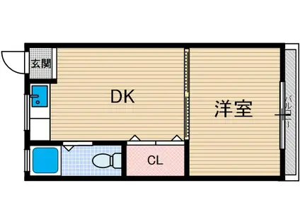 関山ビル(1DK/4階)の間取り写真