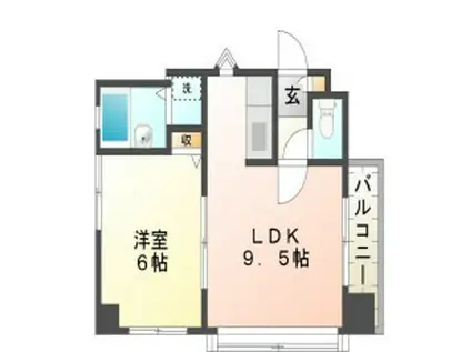 ベルトピア姫路I(1LDK/3階)の間取り写真